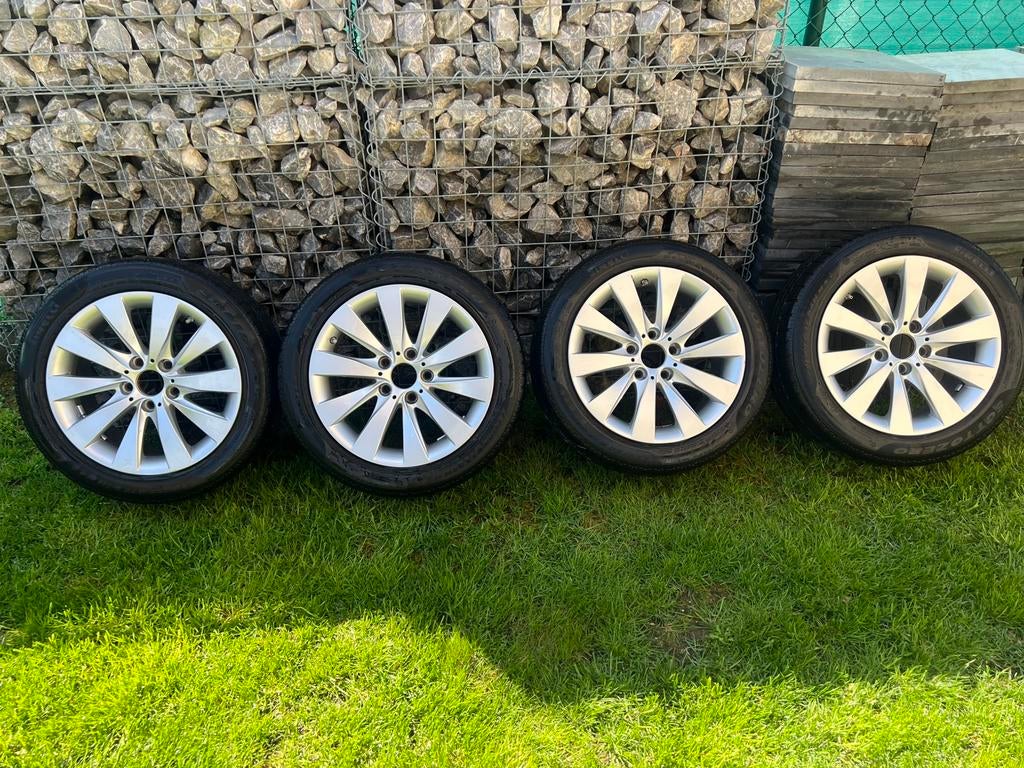 Originele Bmw velgen E60 met banden Pirelli 225/50/17, Ophalen, Gebruikt