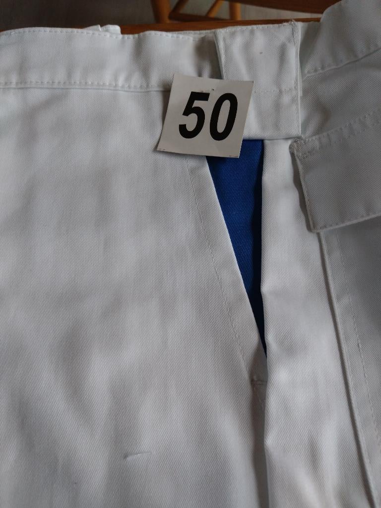 witte lange schilders broek M50, Maison & Meubles, Cuisine | Linge de cuisine, Enlèvement ou Envoi, Neuf, Blanc, Autres types