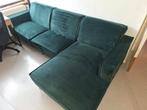 Chaise d'angle moderne en velours vert foncé avec chaise lon, Maison & Meubles, Enlèvement, Utilisé, Tissus, Modern