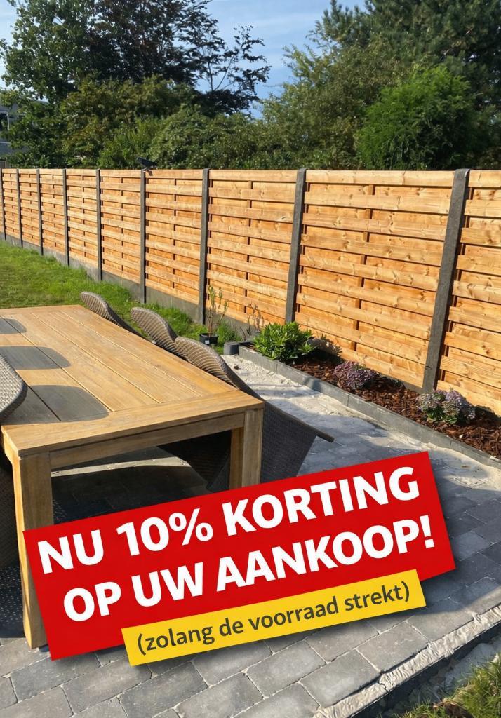 Afsluiting met houten schutsels (10% KORTING), Jardin & Terrasse, Clôtures de jardin, Neuf, Porte du jardin, Bois, Enlèvement