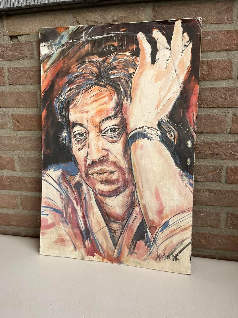 Portrait expressif de Serge Gainsbourg — art sur bois, Antiquités & Art, Art | Peinture | Moderne, Enlèvement