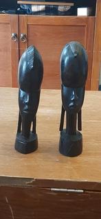 Lot de 2 statues en ébène d une hauteur de 24cm art africain, Collections, Enlèvement ou Envoi