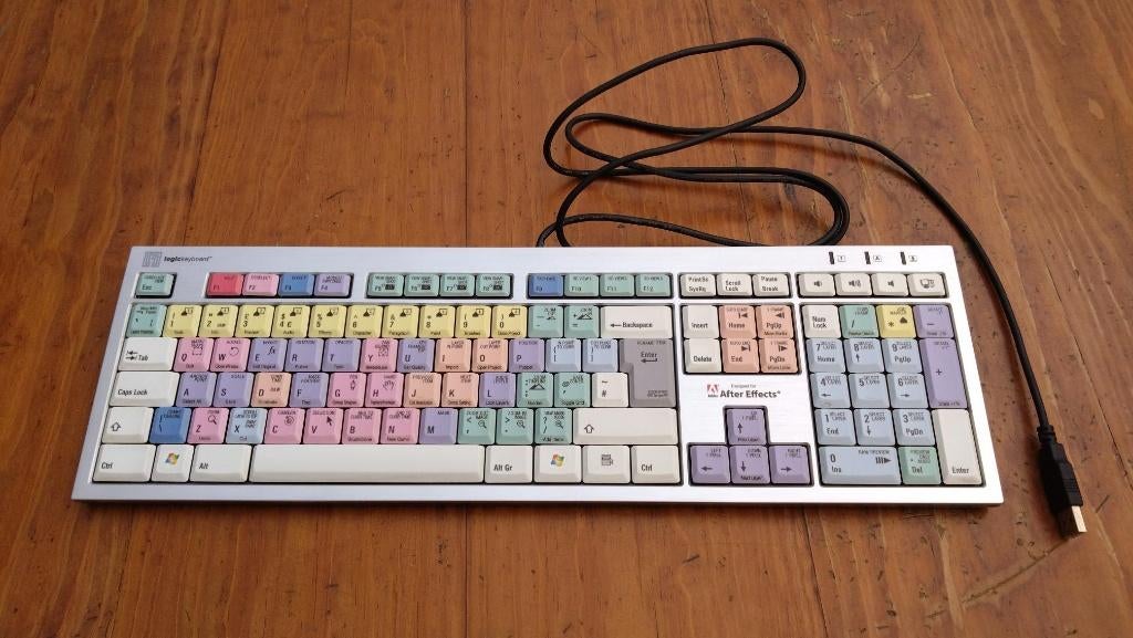 LogicKeyboard Dedicated keyboard Adobe After Effects, Computers en Software, Zo goed als nieuw, Qwerty, Multimediatoetsen, Bedraad