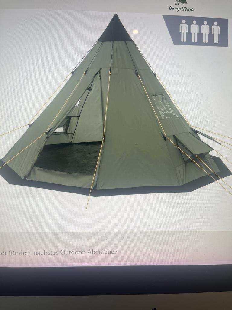 Camp Feuer Tipi tent, Caravans en Kamperen, Tenten, Ophalen, Zo goed als nieuw, Tot en met 4
