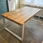 Eettafel hout met witte poten – modern & stevig, Huis en Inrichting, Tafels | Eettafels, Ophalen, Zo goed als nieuw, Vijf personen of meer