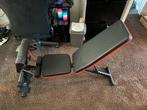 Gewichten set en benchpress, Sport en Fitness, Fitnessmaterialen, Ophalen, Nieuw, Benen, Fitnessbank