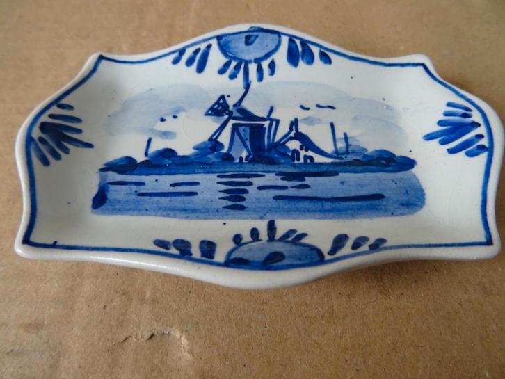 Plat bleu Delft 10cm Delfts Holland plat petit cendrier 1960, Antiquités & Art, Curiosités & Brocante, Enlèvement ou Envoi