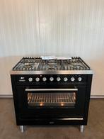 Luxe Boretti fornuis 6 pits zwart hoogglans - 90 cm, Ophalen, Zo goed als nieuw, Grill