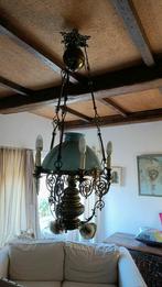 Lustre Suspension "Monte-et-Baisse" Ancien – Laiton &Opaline, Enlèvement, Comme neuf, Verre