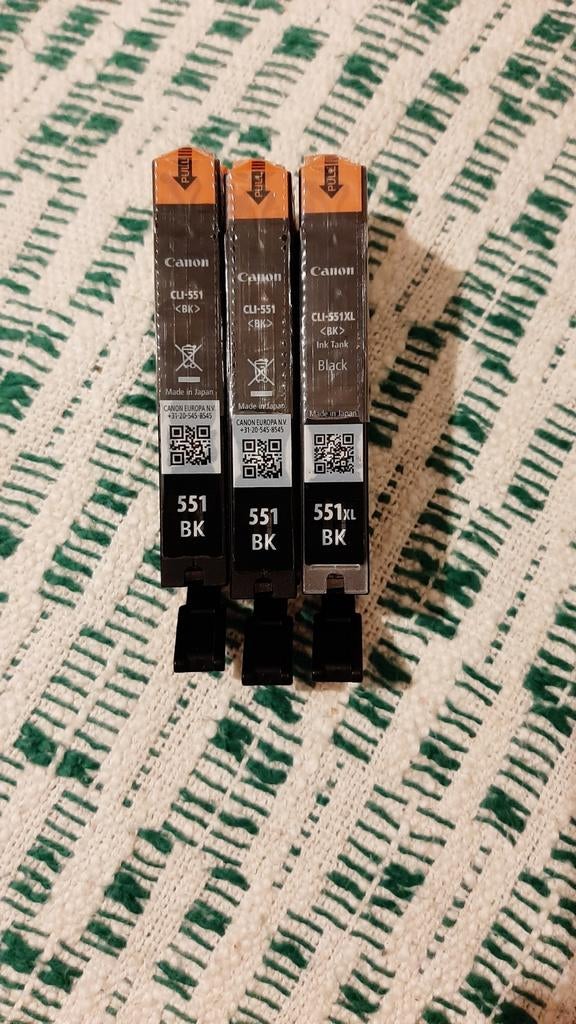 Cartouches d'ancre "Canon" 551 Black lot 3 pièces, Enlèvement ou Envoi