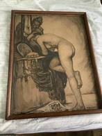 Fernand Allard L’olivier, gravure femme nue ,satyre, Antiek en Kunst, Kunst | Etsen en Gravures