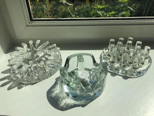 Vintage theelichthouder glasdesign Georgshutte, Huis en Inrichting, Woonaccessoires | Kandelaars en Kaarsen, Ophalen of Verzenden