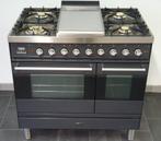 🍀 Poêle Boretti de luxe 90 cm anthracite + 2 fours en acier, Electroménager, Cuisinières, Comme neuf, 5 zones de cuisson ou plus