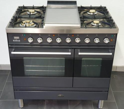 🍀 Luxe Fornuis Boretti 90 cm antraciet + rvs 2 ovens frytop, Elektronische apparatuur, Fornuizen, Zo goed als nieuw, Vrijstaand