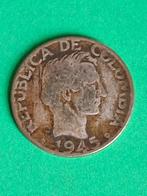 1945 B Colombia 20 centavos in zilver Francisco Santander, Verzenden, Zuid-Amerika, Losse munt, Zilver