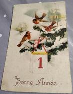 Ansichtkaart "Happy New Year" uit 1937 - Birds-Snow-Fir, Gelopen, Feest(dag), Ophalen of Verzenden, 1920 tot 1940