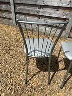 4 grijze metalen stoelen met grijs namaakleer, Comme neuf, Enlèvement