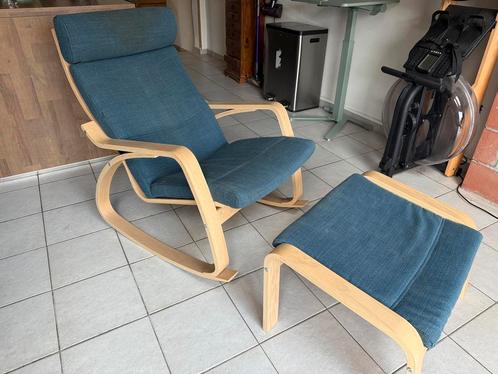 IKEA POANG fauteuil met voetsteun en 2e kussen, Huis en Inrichting, Fauteuils, Zo goed als nieuw, Ophalen