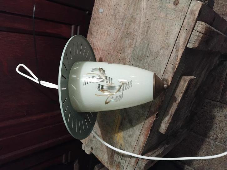 mooie vintage hanglamp., Huis en Inrichting, Lampen | Lampenkappen, Gebruikt, 50 cm of meer, Groen, Overige kleuren, Ophalen of Verzenden