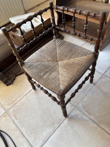 Chaise d'angle Vintage Bobbin avec assise en osier, Enlèvement