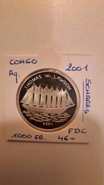 Congo 1000 fr 2001 AG SCHAARS!!, Postzegels en Munten, Munten | Afrika, Ophalen of Verzenden
