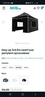 Easy up luxe partytent 3 x 4,5m zwart, Jardin & Terrasse, Tonnelles, Comme neuf, Tente de réception, Enlèvement