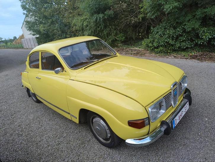 Prachtige Saab 96 V4 *18.000km* gekeurd tot 2029 Yellow, Auto's, Saab, Particulier, Saab 96, Metaalkleur, Radio, Trekhaak, Benzine