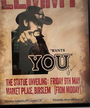 Poster Lemmy ( Motörhead ) standbeeld onthulling. beschikbaar voor biedingen