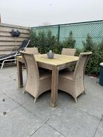 Tuintafel(teak)+4 stoelen, Tuin en Terras, Ophalen, Gebruikt, Vierkant, Teakhout