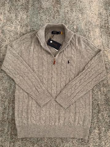 Polo Ralph Lauren grijze kabeltrui met halve rits – maat L beschikbaar voor biedingen