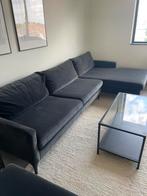 Zwarte sofa zithoek met poef, Huis en Inrichting, Ophalen, Zo goed als nieuw