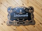 Plaque étain bière Lindemans Art Nouveau - 46cm x 32cm, Collections, Enlèvement ou Envoi, Neuf, Panneau publicitaire