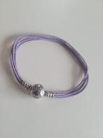 Originele Pandora Cord Bracelet 19– Lila – Zilver Sluiting, Enlèvement, Argent, Argent