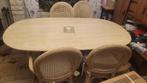 Table et buffet en rotin et marbre clair, Comme neuf, Enlèvement, 4 à 6 chaises
