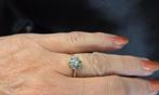 Gouden Vintage ring edelsteen smaragd en diamant. 2025/654., Verzenden, Zo goed als nieuw, 17 tot 18, Met edelsteen