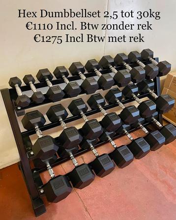 Hexagonale dumbbell sets beschikbaar voor biedingen