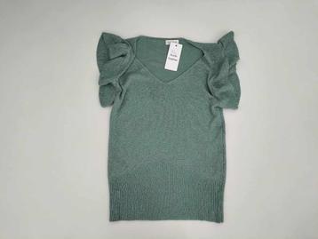 Groene shirt met glitterstof en franjes