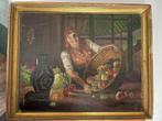 antiek schilderij ``Boerin met rijke oogst`` 1935, Antiek en Kunst, Ophalen of Verzenden