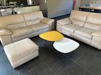 Italsofa leder zetel 2,5 zit 3 zit en poef, Huis en Inrichting, Ophalen, Gebruikt