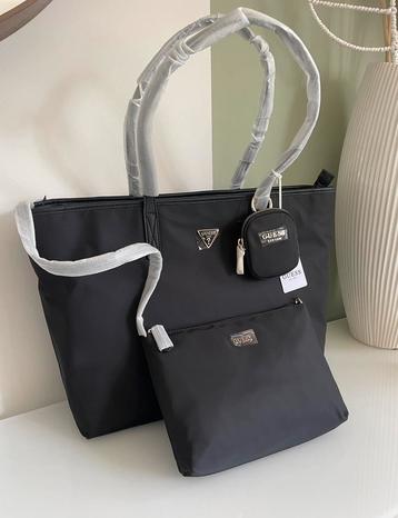 Grand sac voyage cabas Guess couleur noir neuf 2 pochettes, Enlèvement ou Envoi, Noir