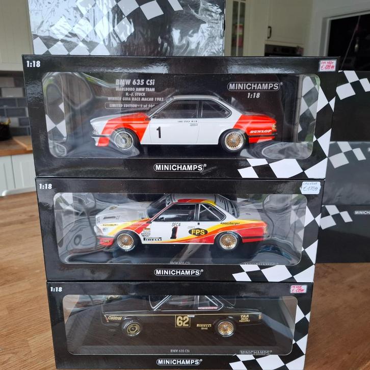 3 x 1/18 Minichamps BMW 635 CSi, Hobby en Vrije tijd, Modelauto's | 1:18, Nieuw, Auto, MiniChamps, Ophalen of Verzenden