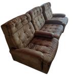 Vintage modulaire elementen bank. Patchwork buffelleder 6 x, Gebruikt, Vintage, 300 cm of meer, Rechte bank