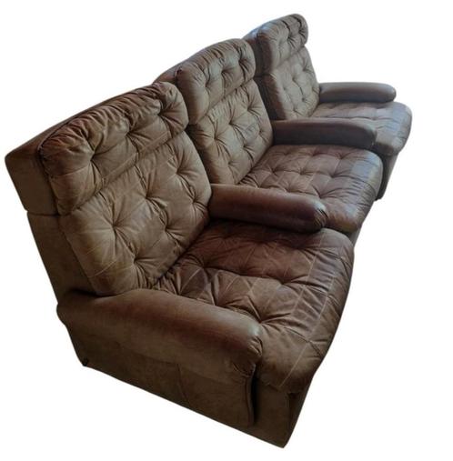 Vintage modulaire elementen bank. Patchwork buffelleder 6 x, Huis en Inrichting, Zetels | Zetels, Gebruikt, Rechte bank, Overige maten