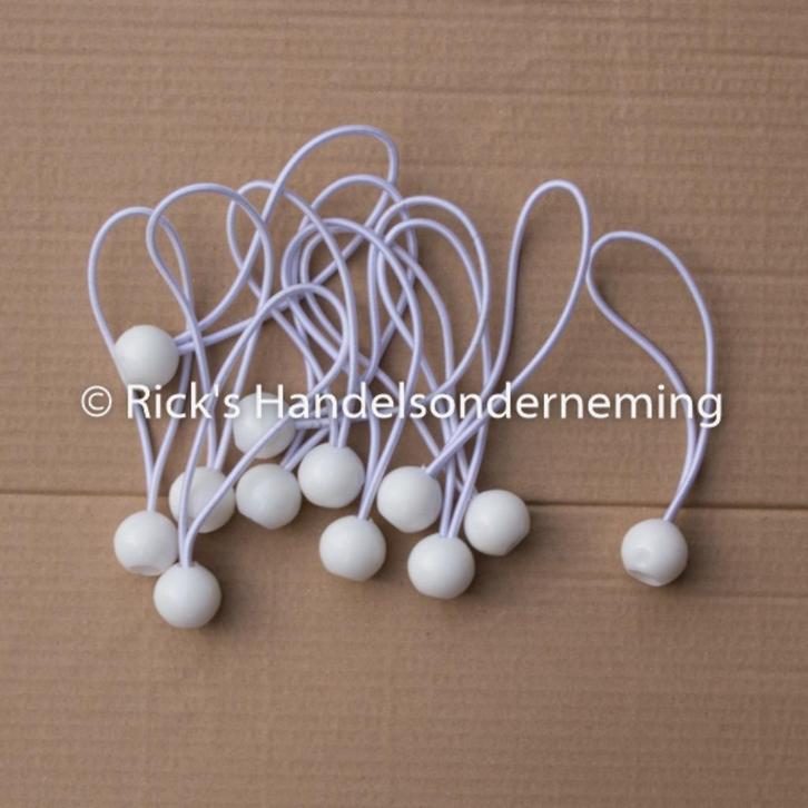 Elastiek met bal / tentspanner wit 12-delig lengte 17 cm, Caravans en Kamperen, Caravanaccessoires, Nieuw, Ophalen of Verzenden