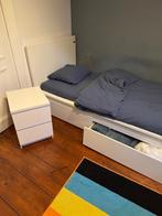 Bed met nachtkastje, Ophalen, Gebruikt, Eenpersoons, Wit