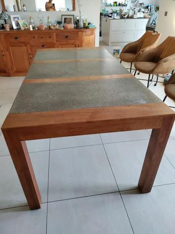 table en teak et granite, Maison & Meubles, Tables | Tables à manger, Enlèvement, Comme neuf