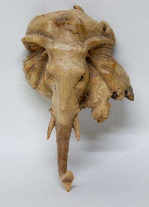 Statuette tête d'éléphant en bois sculpté, Asie, Antiquités & Art, Art | Sculptures & Bois, Enlèvement ou Envoi