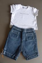 t-shirt+short (setje)"mon petit filou" - maat 62/3M, Comme neuf, Mon petit filou, Ensemble, Garçon