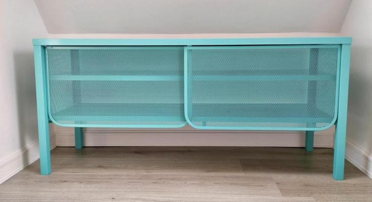 Opbergmeubel metaal turkoois, Huis en Inrichting, Kasten | Dressoirs, Zo goed als nieuw, Metaal, Ophalen