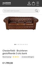 Chesterfield bruinleer 3 plaatsen  **Moet weg**, Maison & Meubles, Canapés | Sofas & Chaises Longues, Comme neuf, 200 à 250 cm